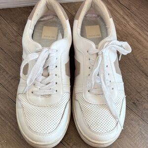 Dolce Vita White Sneakers with Beige Heel Detail